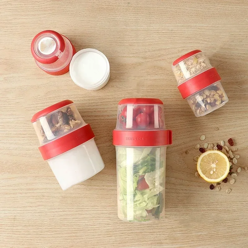 Meal Prep Yogurt Containers - Double-layer Sealed Compartmented Crisper Box Oatmeal
