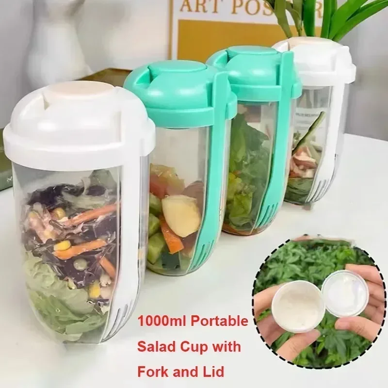 Meal Prep Yogurt Containers - Portable Salad Bowl with Lid and