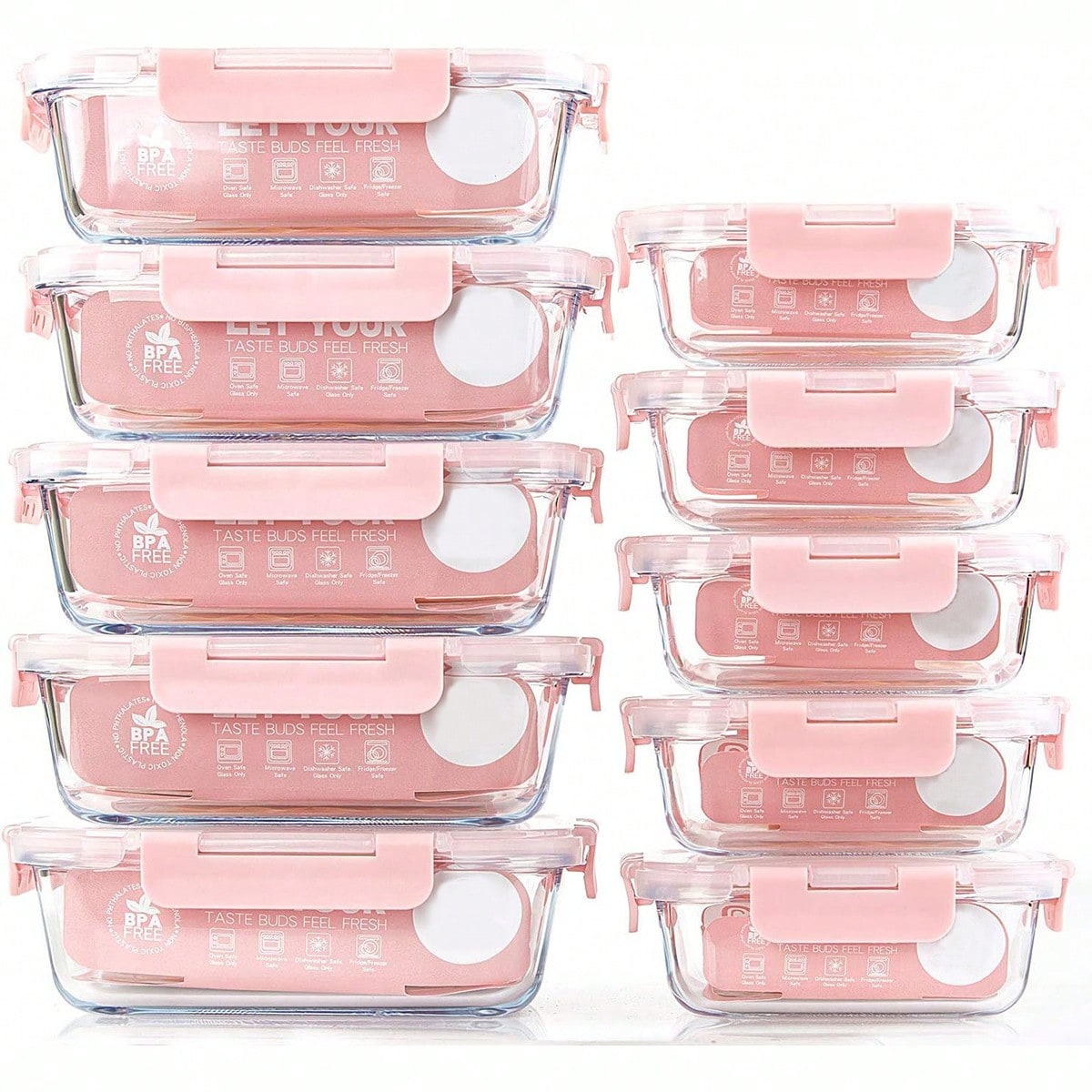 Meal Prep Glass Containers Oven Safe - 10 Pack Glass Meal Prep Containers,