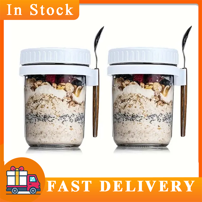 Meal Prep Yogurt Containers - Overnight Oats Container with Lid and