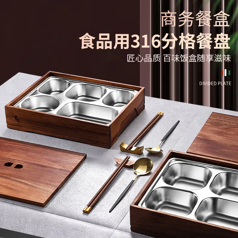 Meal Prep Korean - Black Walnut Bento Box with Divided