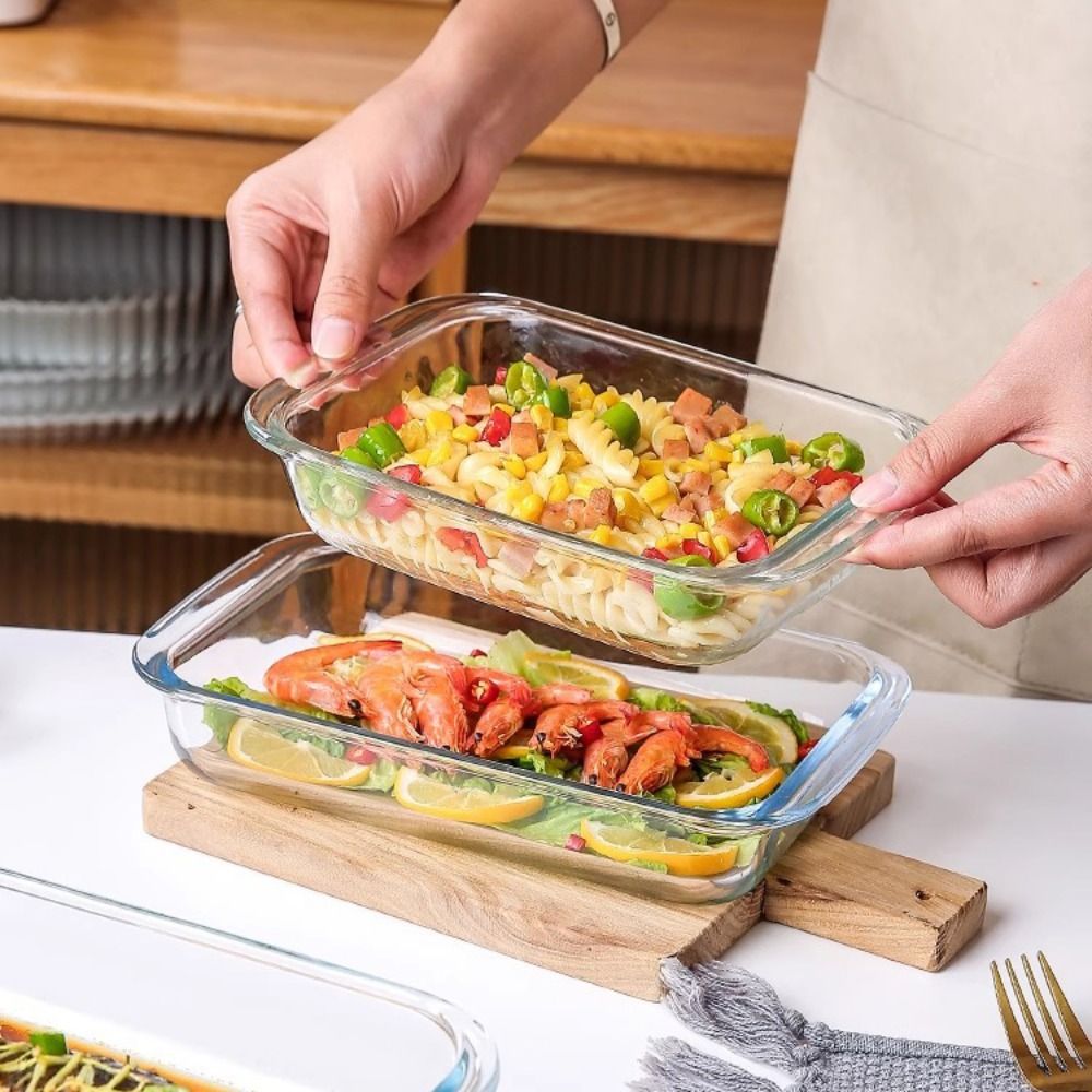 Meal Prep Glass Containers Oven Safe - Durable Rectangular Glass Baking Dish High