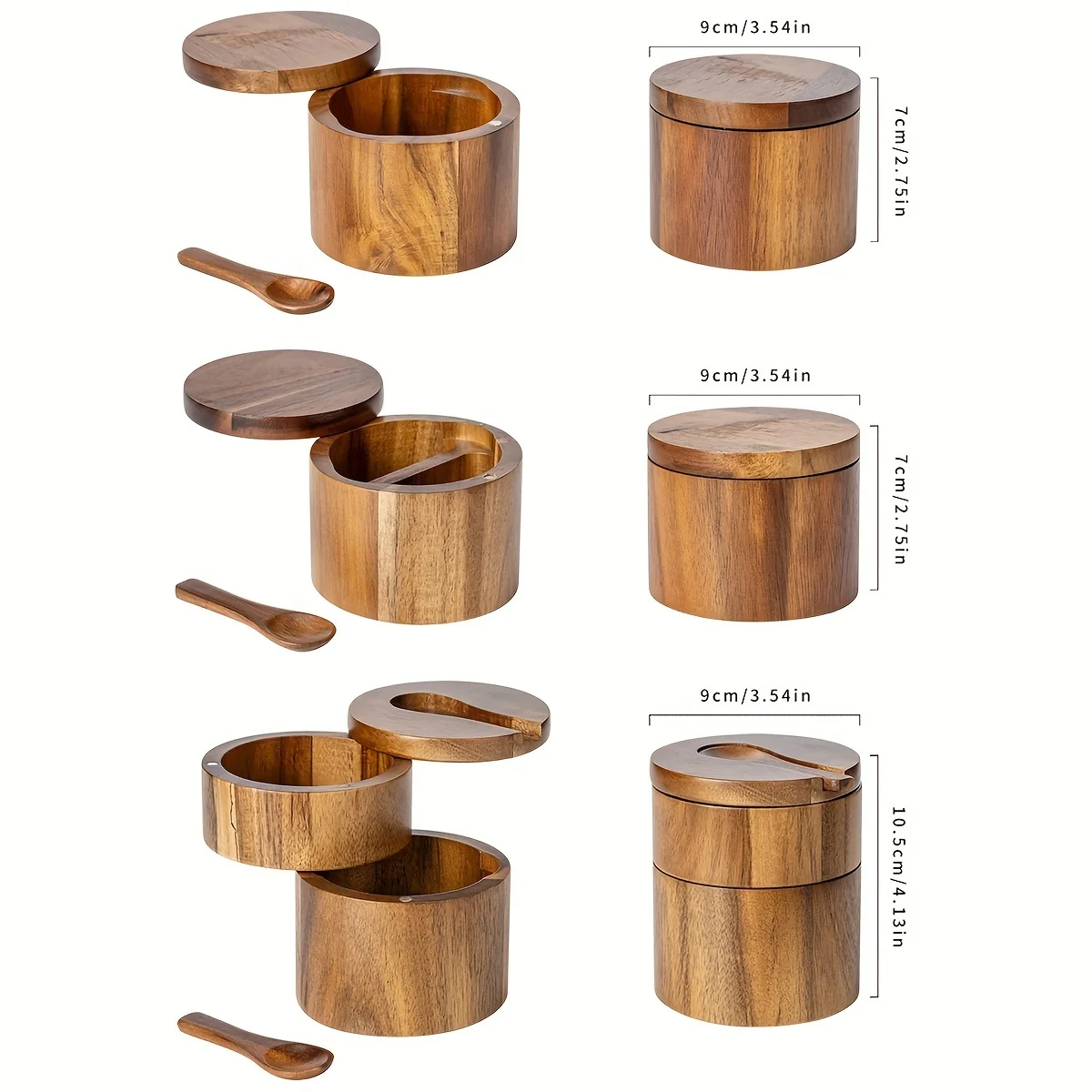 Acacia Wood Salt Jar with Spoo - огляд і ціна Herb Keeper Bottle