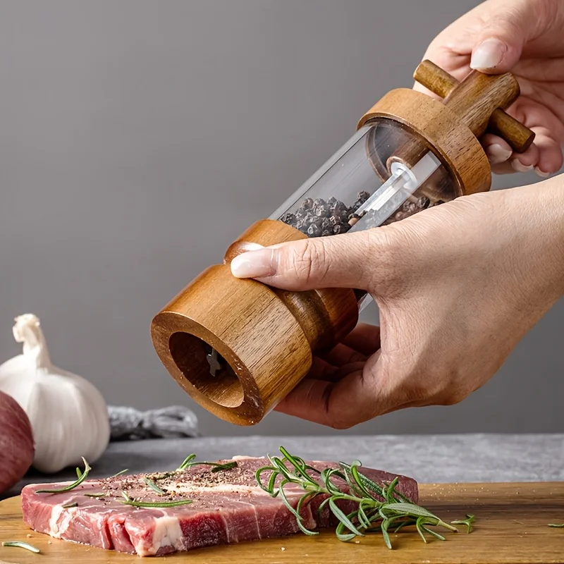 Acacia Wood Manual Black Peppe - огляд і ціна Herb Keeper Bottle