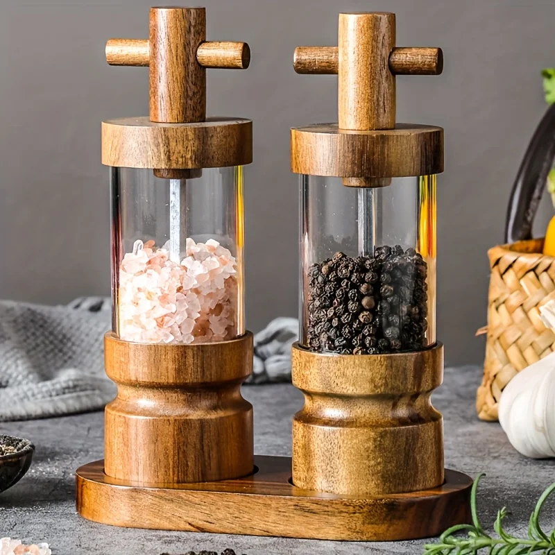 Acacia Wood Manual Black Peppe - огляд і ціна Herb Keeper Bottle