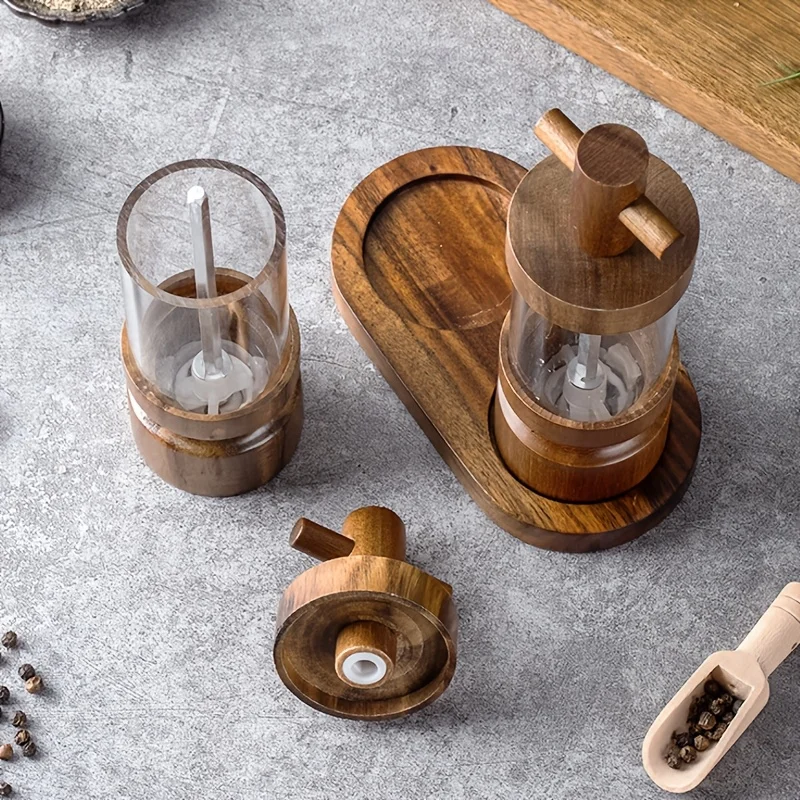 Acacia Wood Manual Black Peppe - огляд і ціна Herb Keeper Bottle