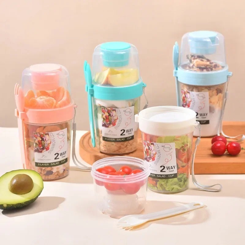 Portable Salad Cup Double Oatm - огляд і ціна Meal Prep Yogurt Containers