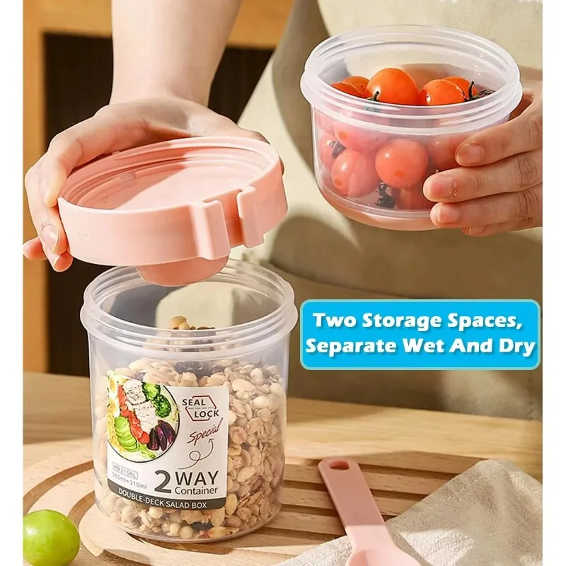 Portable Salad Cup Double Oatm - огляд і ціна Meal Prep Yogurt Containers
