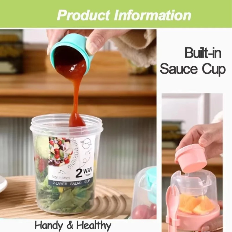 Portable Salad Cup Double Oatm - огляд і ціна Meal Prep Yogurt Containers