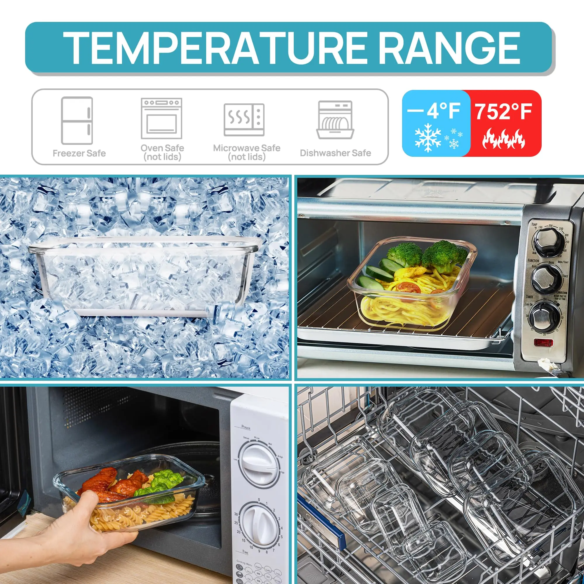Glass Lunch Box Food Storage C - огляд і ціна Meal Prep Glass Containers Oven Safe