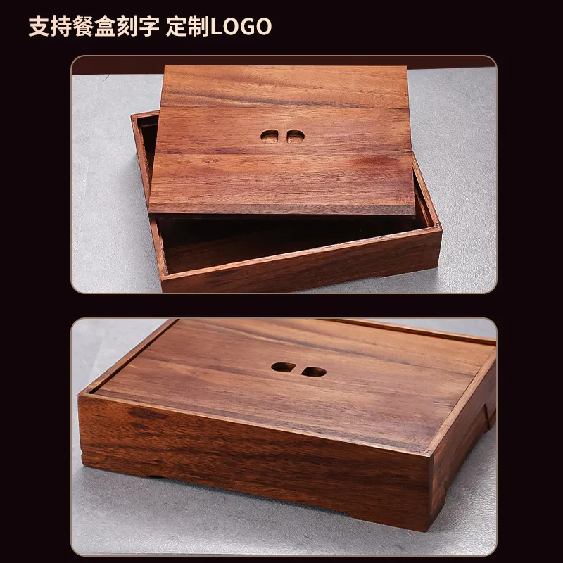 Black Walnut Bento Box with Di - огляд і ціна Meal Prep Korean