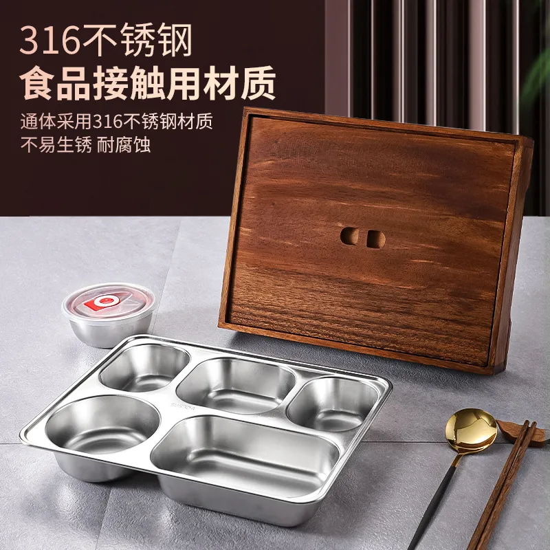 Black Walnut Bento Box with Di - огляд і ціна Meal Prep Korean